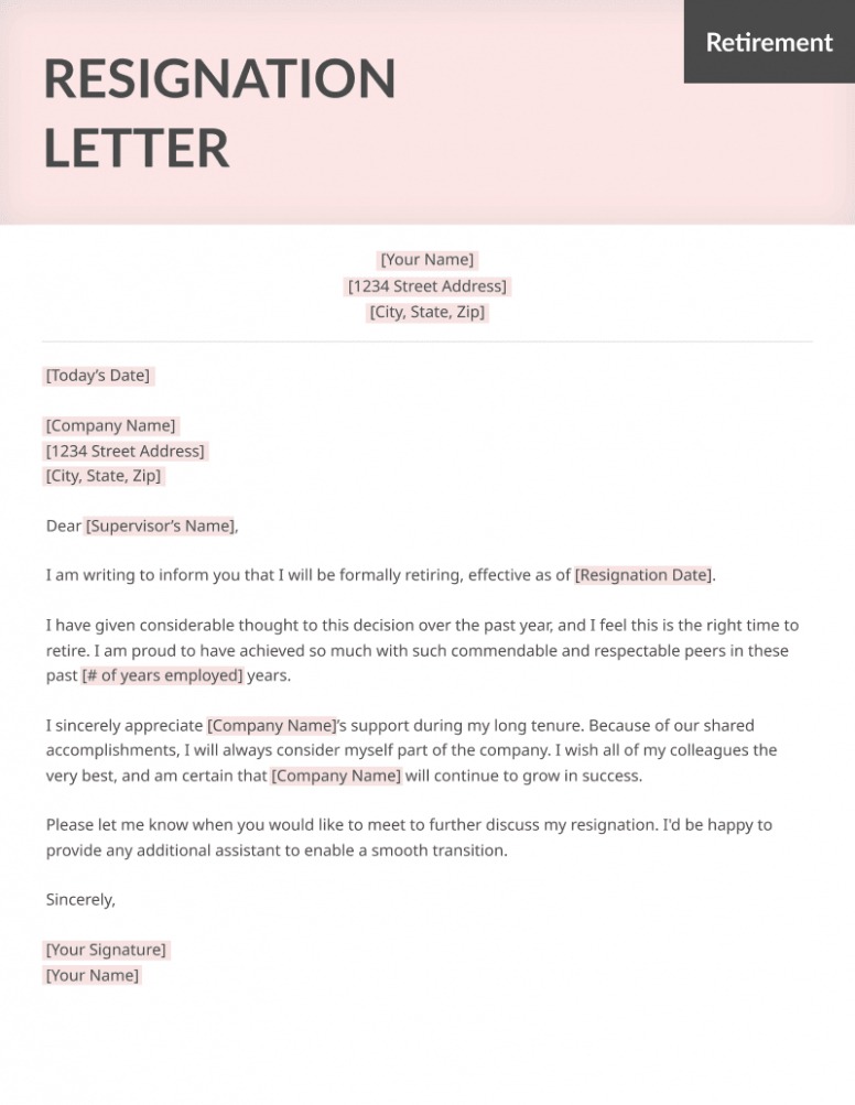 Editable Heartfelt Resignation Letter Template PPT