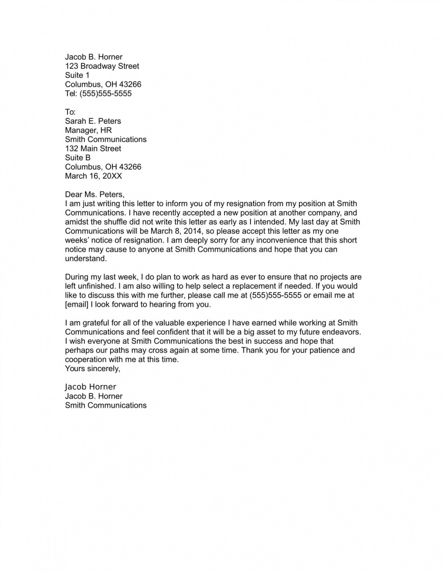 Free Home Care Nurse Resignation Letter PDF