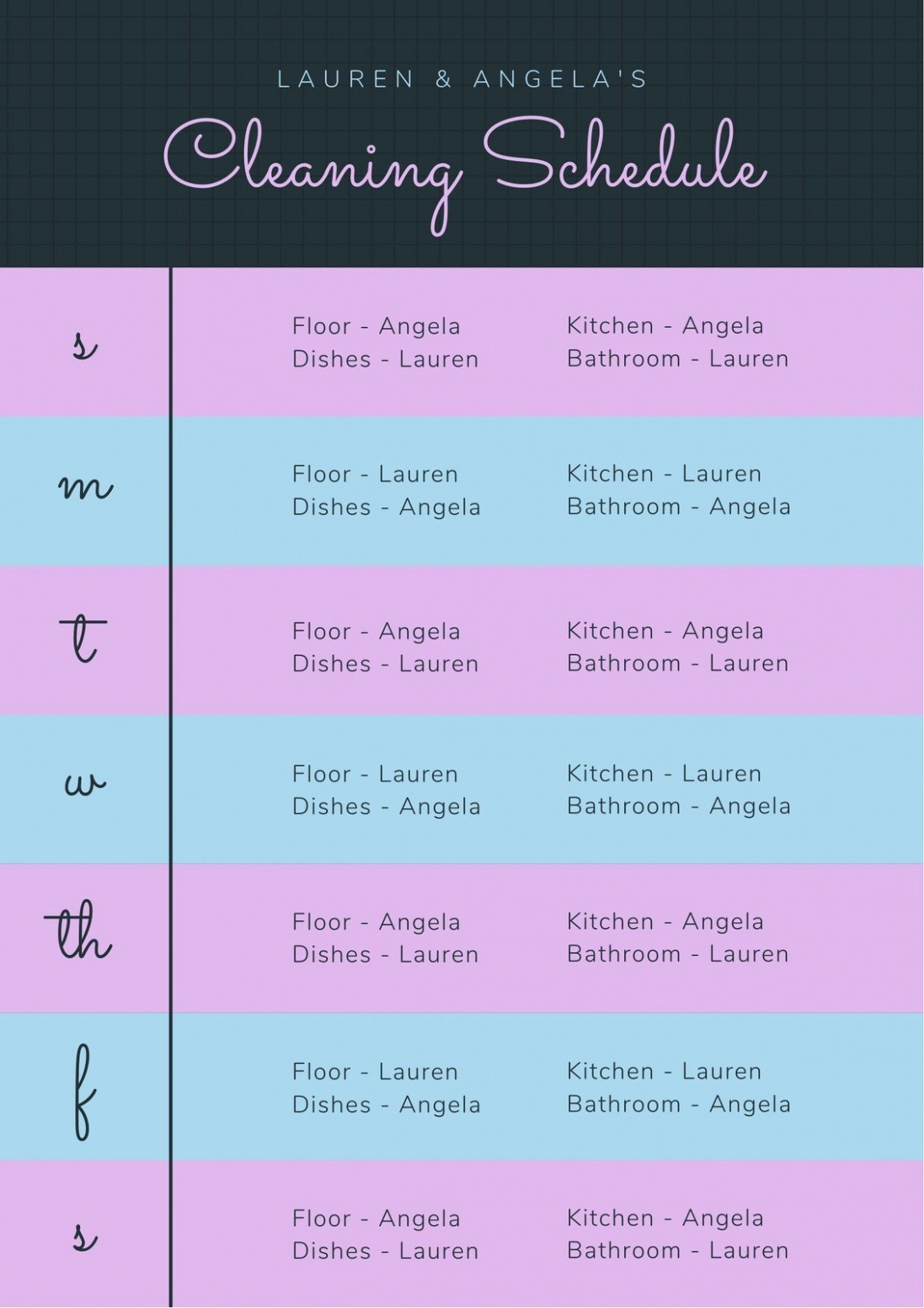 Printable Home Chores Schedule Template Doc