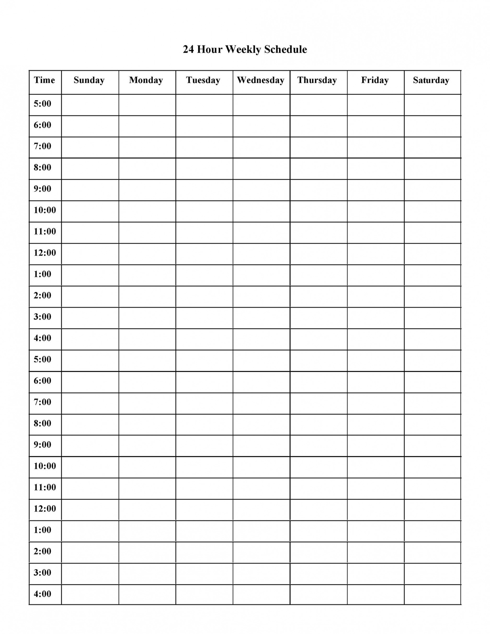 Free Hour By Hour Schedule Template Word