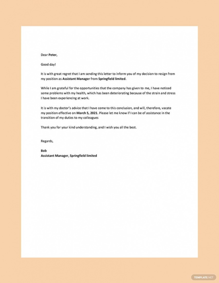 Immediate Resignation Letter For Health Reasons CSV Immediate Resignation Letter For Health Reasons CSV