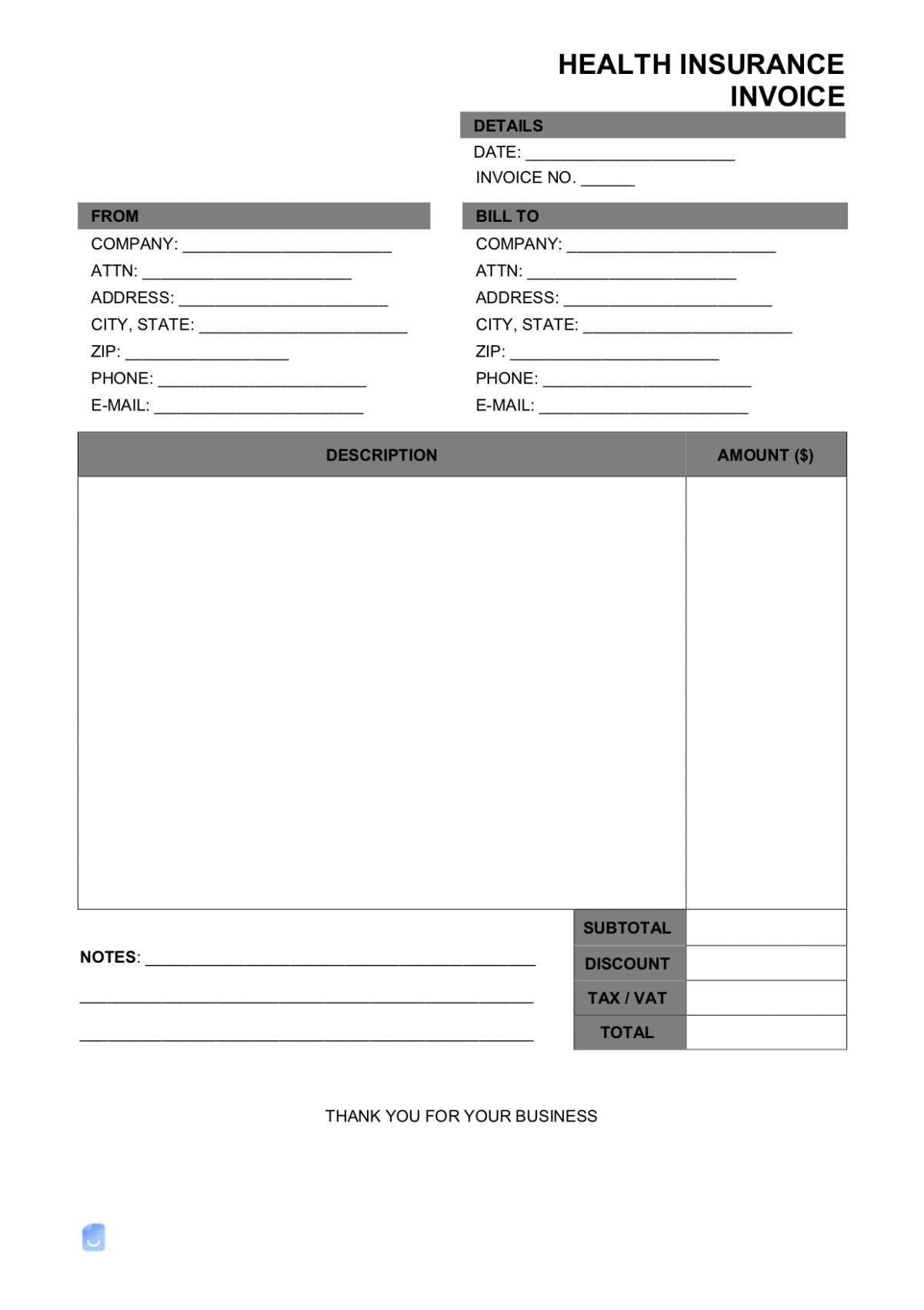 Printable Insurance Claim Invoice Template Docs