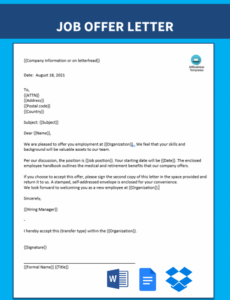 Free Internal Offer Letter Template Sample