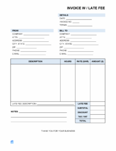 Editable Late Payment Invoice Template Excel