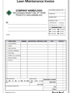 Printable Lawn Care Service Invoice Template Docs