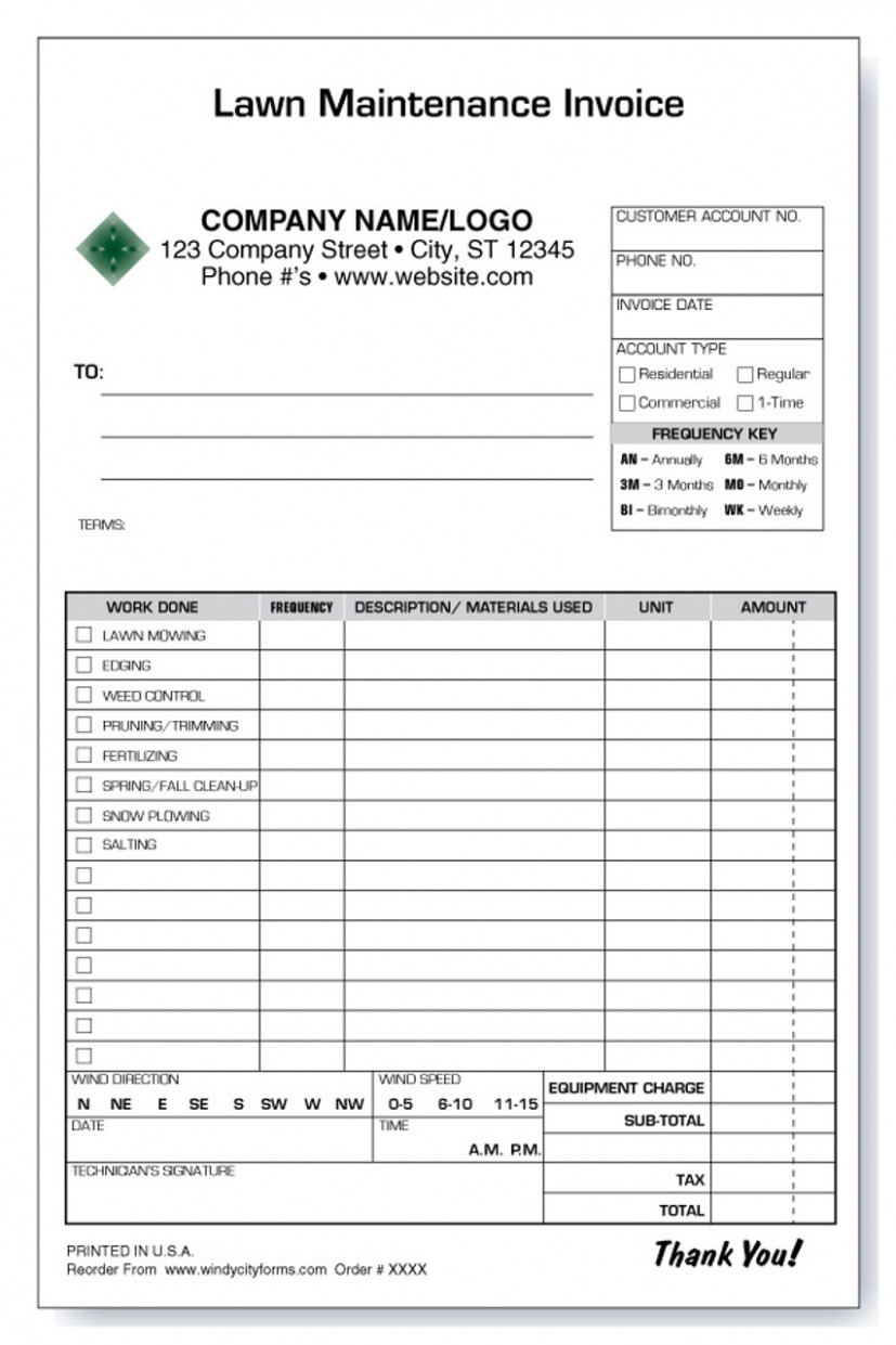 Editable Lawn Care Service Invoice Template 