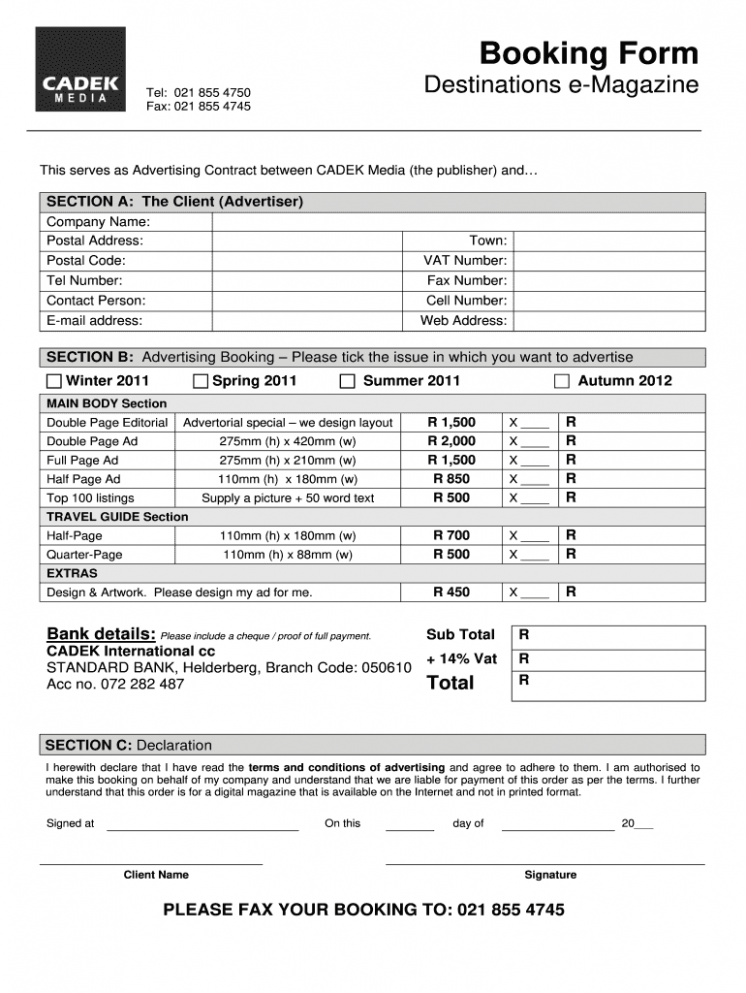 Printable Magazine Order Form Template PPT