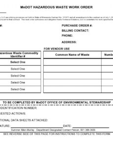 Editable Manufacturing Work Order Template CSV