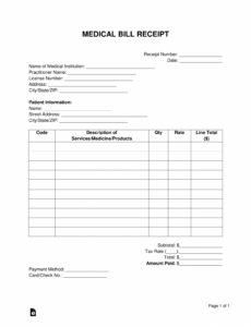 Printable Medical Bill Invoice Template Sample