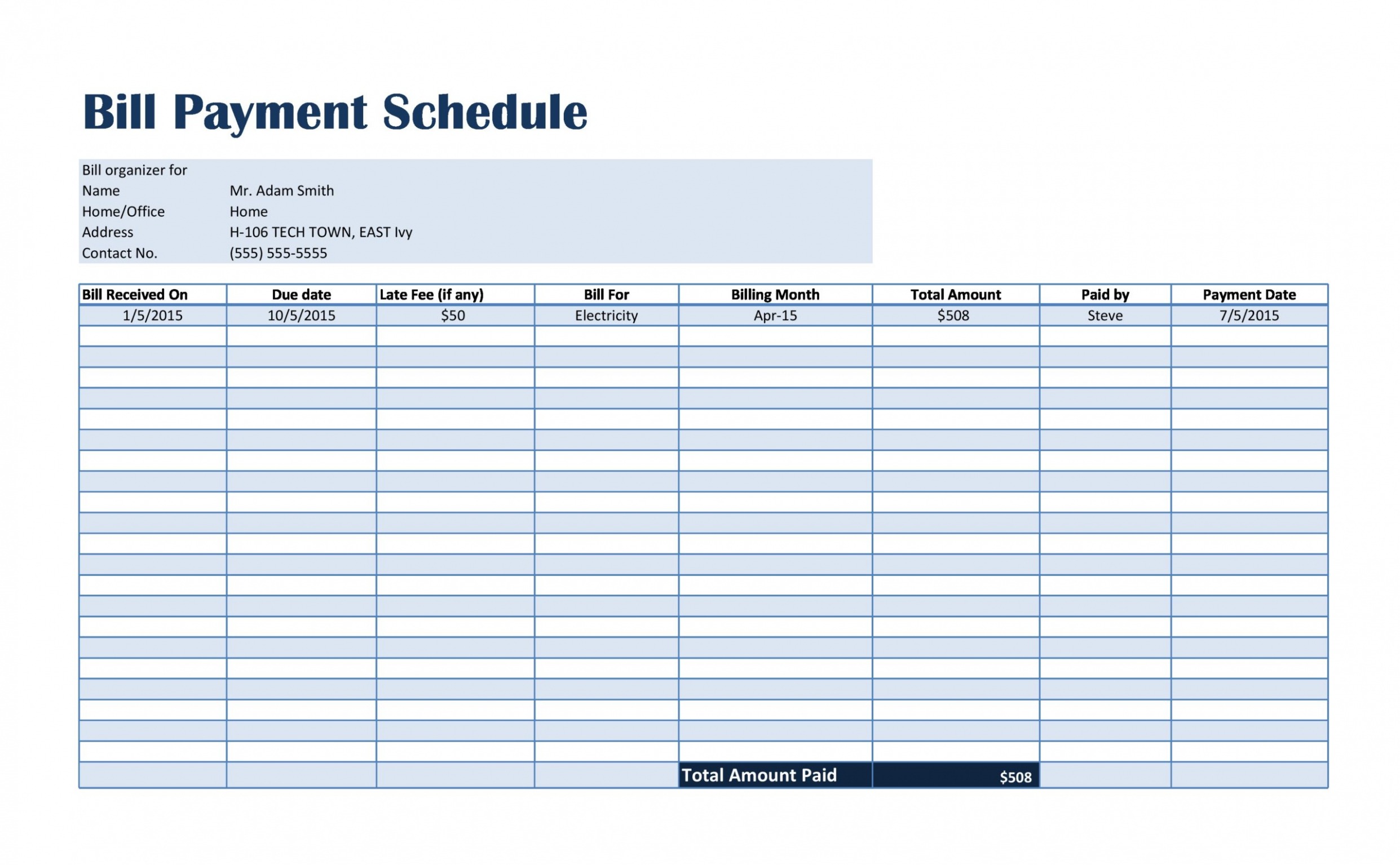 Editable Milestone Payment Schedule Template Excel