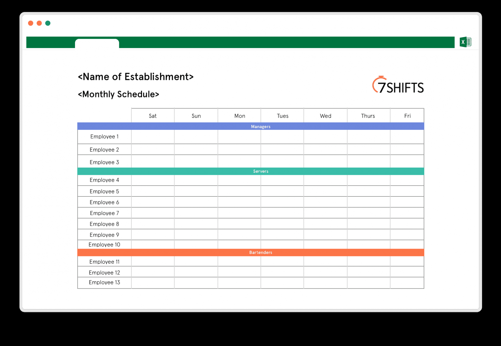  Month Work Schedule Template CSV