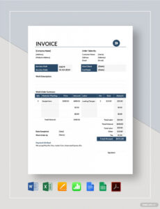 Printable Moving Company Invoice Template PPT