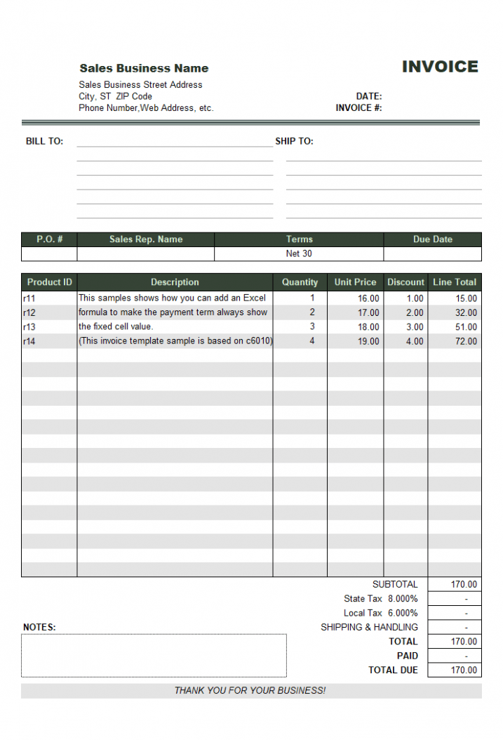 Editable Net 30 Invoice Template PDF