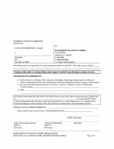 Printable No Contact Order Template Doc