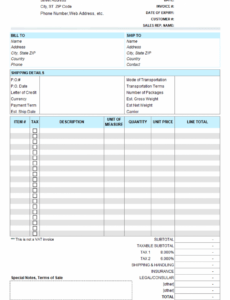 Sample Non Commercial Invoice Template Docs