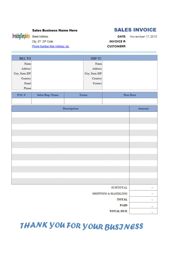 Sample Non Profit Invoice Template PPT