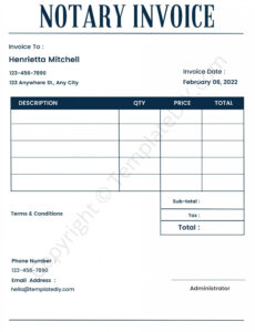 Editable Notary Invoice Template Free Doc