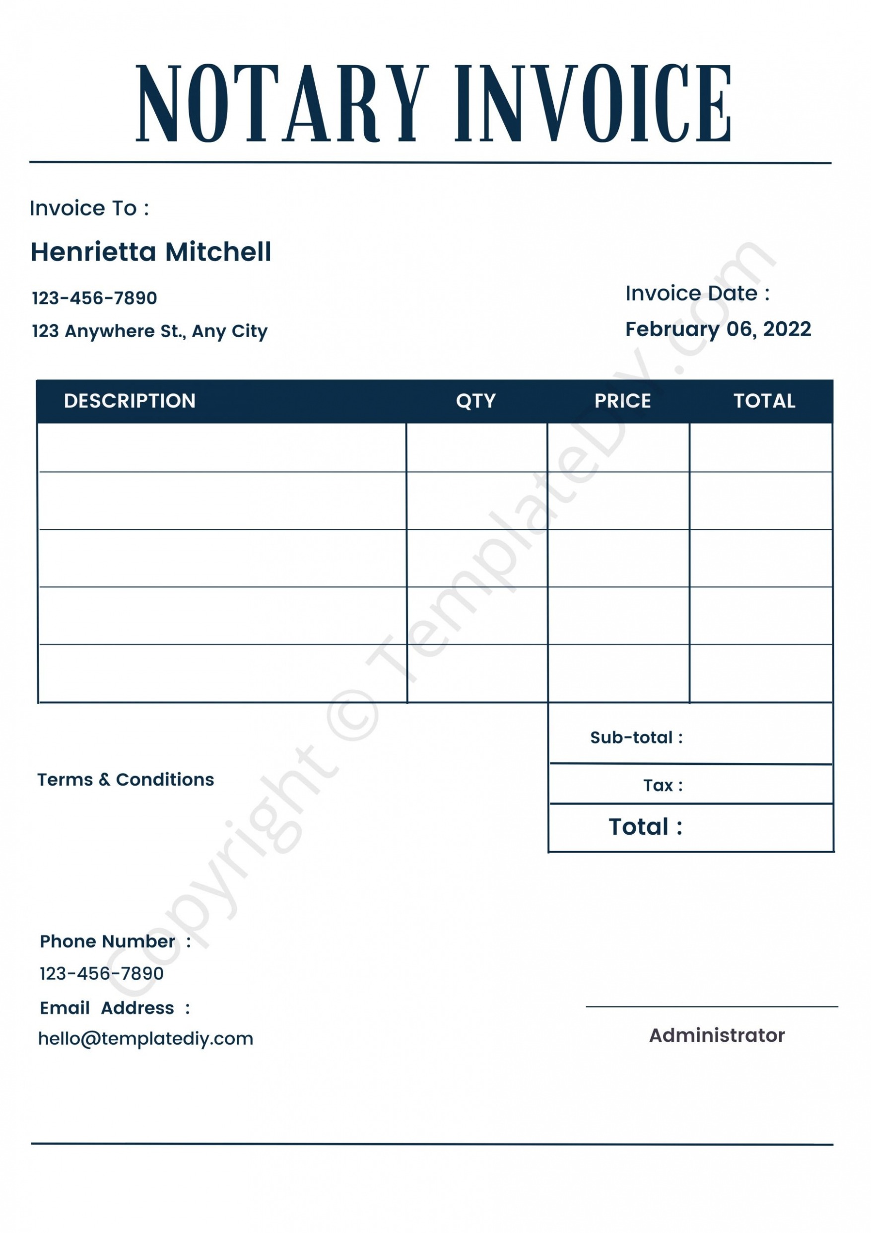 Sample Notary Invoice Template Free Doc
