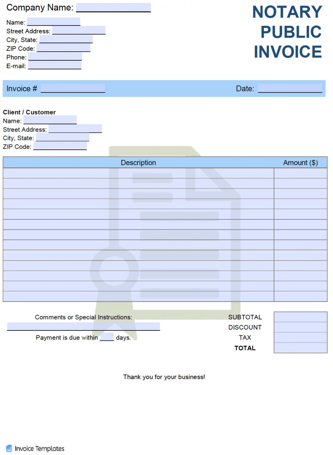 Printable Notary Receipt Template PPT