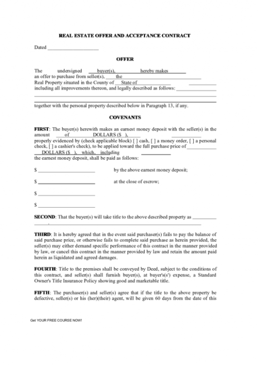 Editable Offer And Acceptance Contract Template PDF