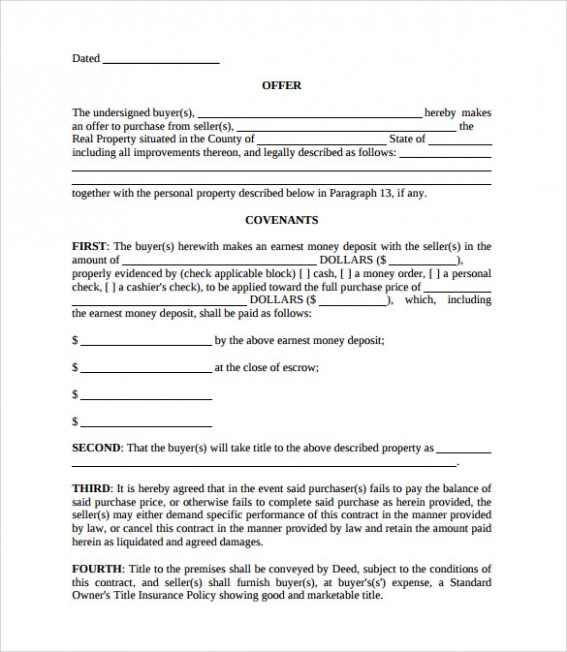 Free Offer And Acceptance Contract Template Docs