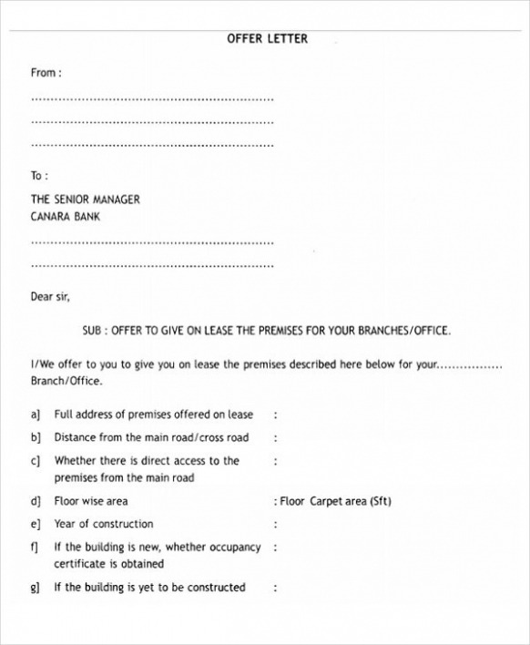 Printable Offer Letter Template For Apartment Rental CSV