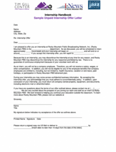 Free Offer Letter Template For Internship With No Pay PDF