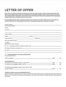 Printable Offer Letter Template Real Estate PDF