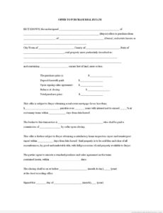 Printable Offer To Purchase Contract Template Sample