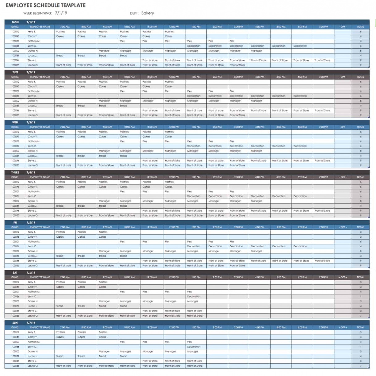 Editable Office Work Schedule Template Doc