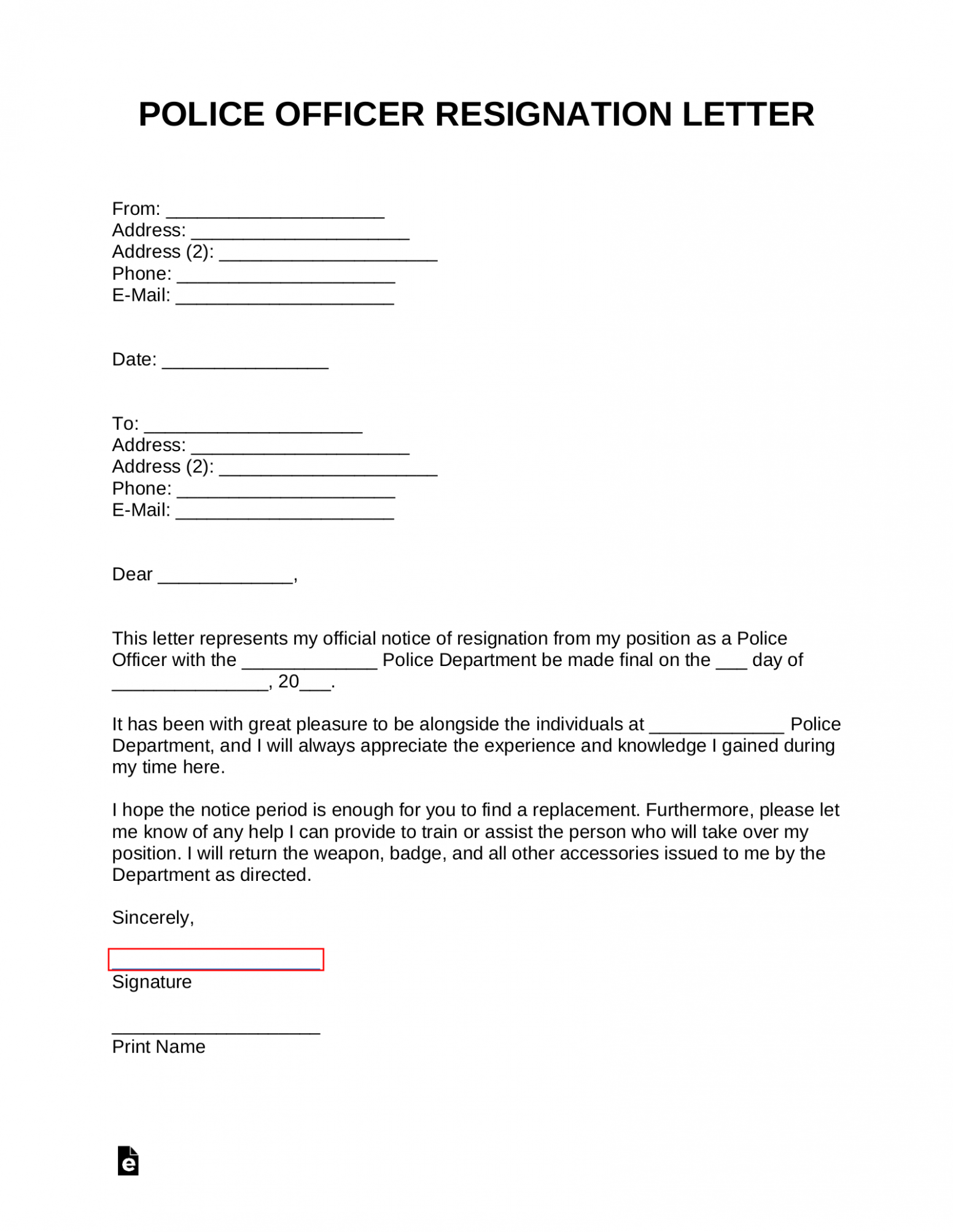  Officer Resignation Letter Template PPT