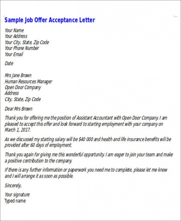 Editable Official Job Offer Letter Template Word