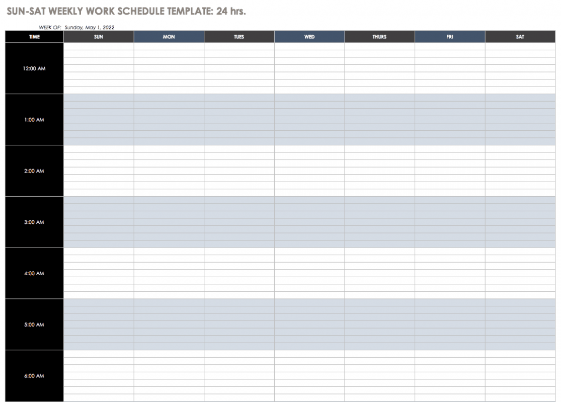 Free Online Work Schedule Template Sample