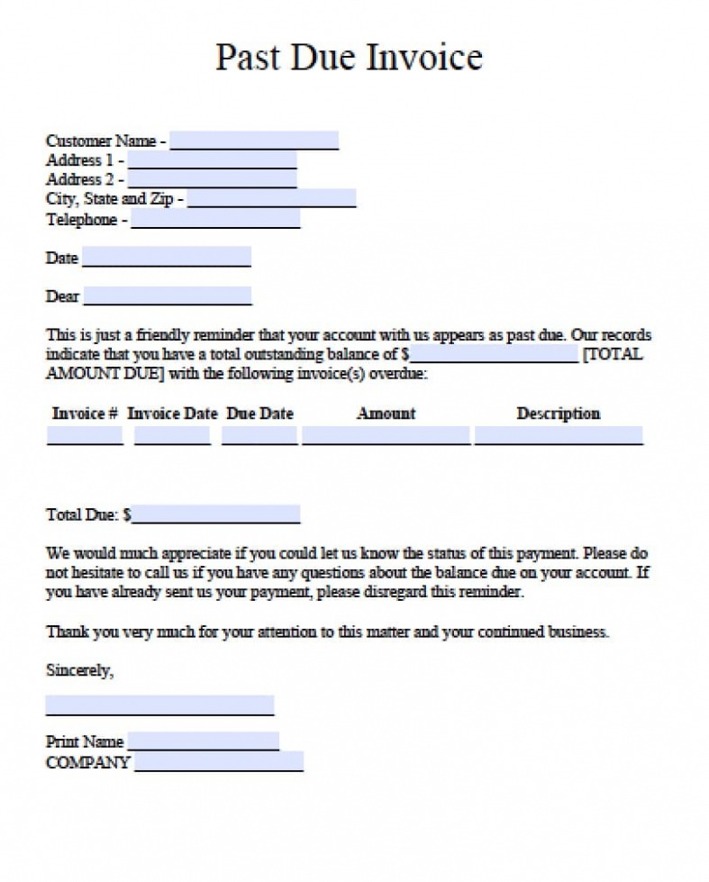 Editable Past Due Invoice Letter Template Docs