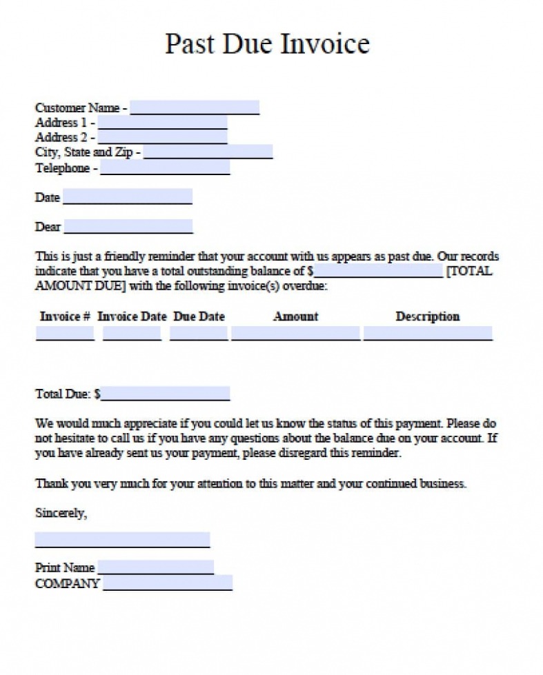 Printable Past Due Invoice Template Sample Printable Past Due Invoice Template Sample