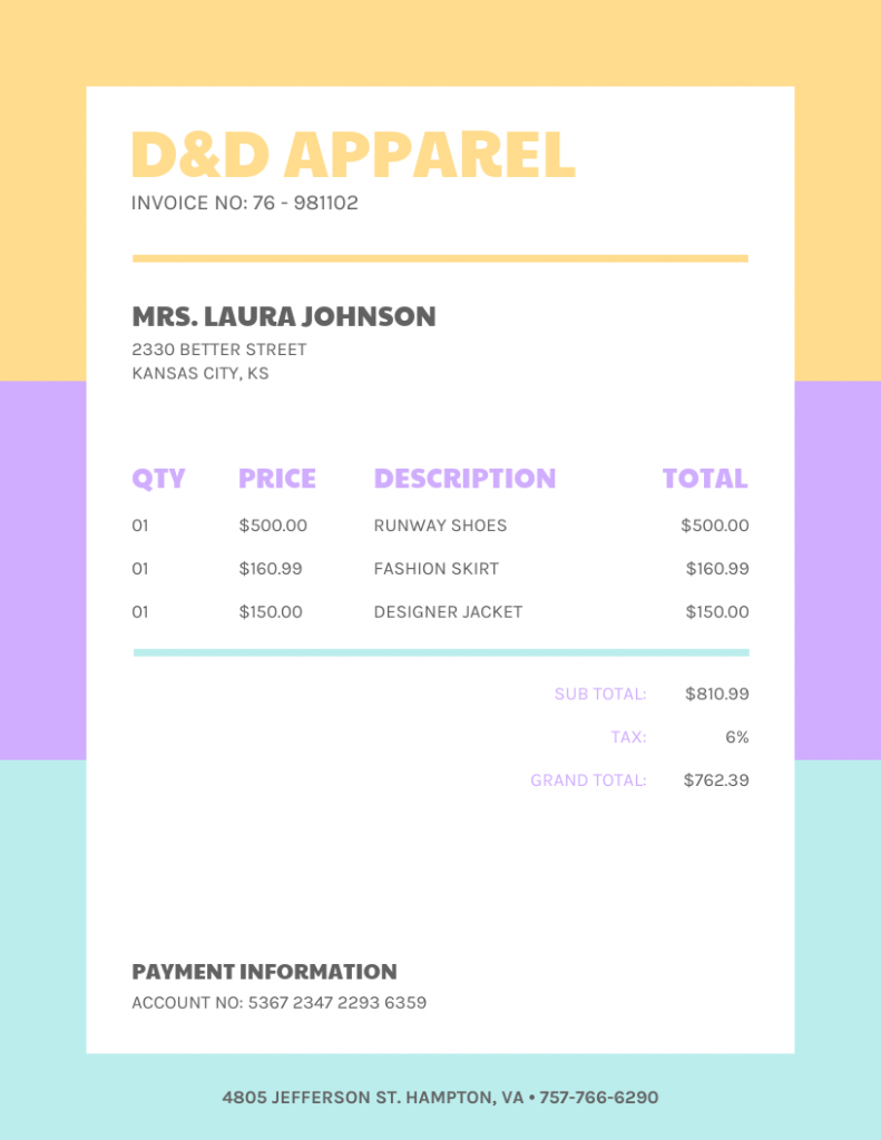 Sample Pastel Invoice Template Word Sample Pastel Invoice Template Word