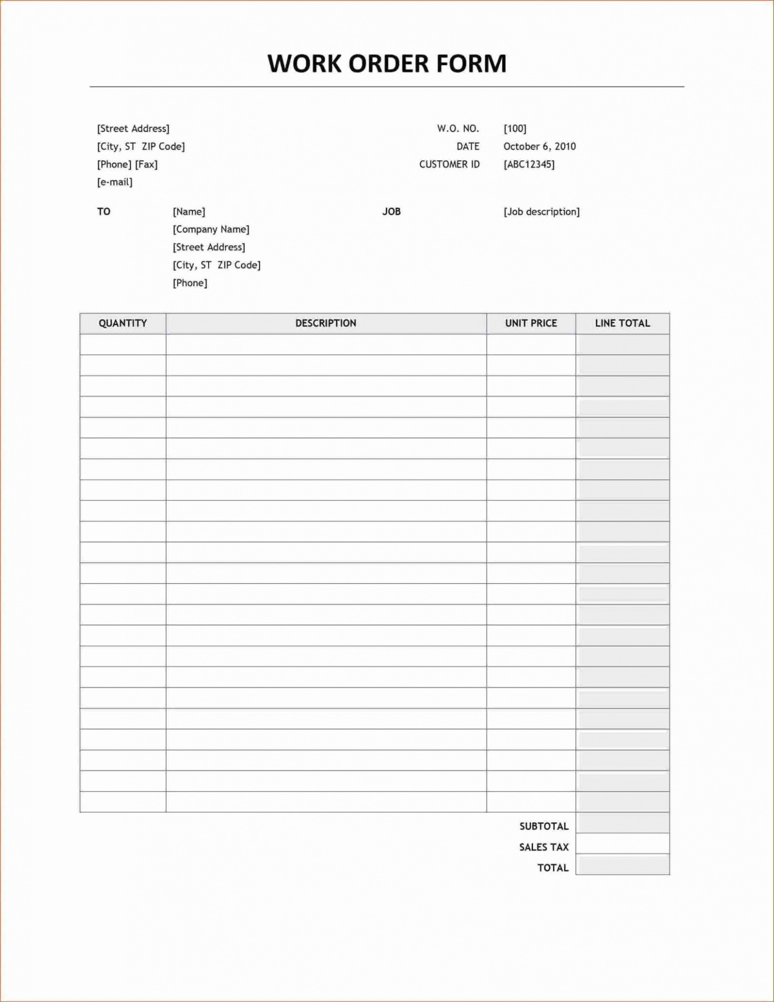 Sample Pre Order Form Template CSV