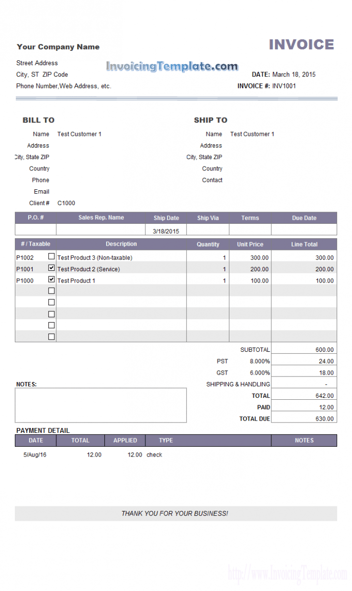 Printable Progress Invoice Template PDF