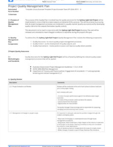 Free Project Quality Management Plan Template PPT