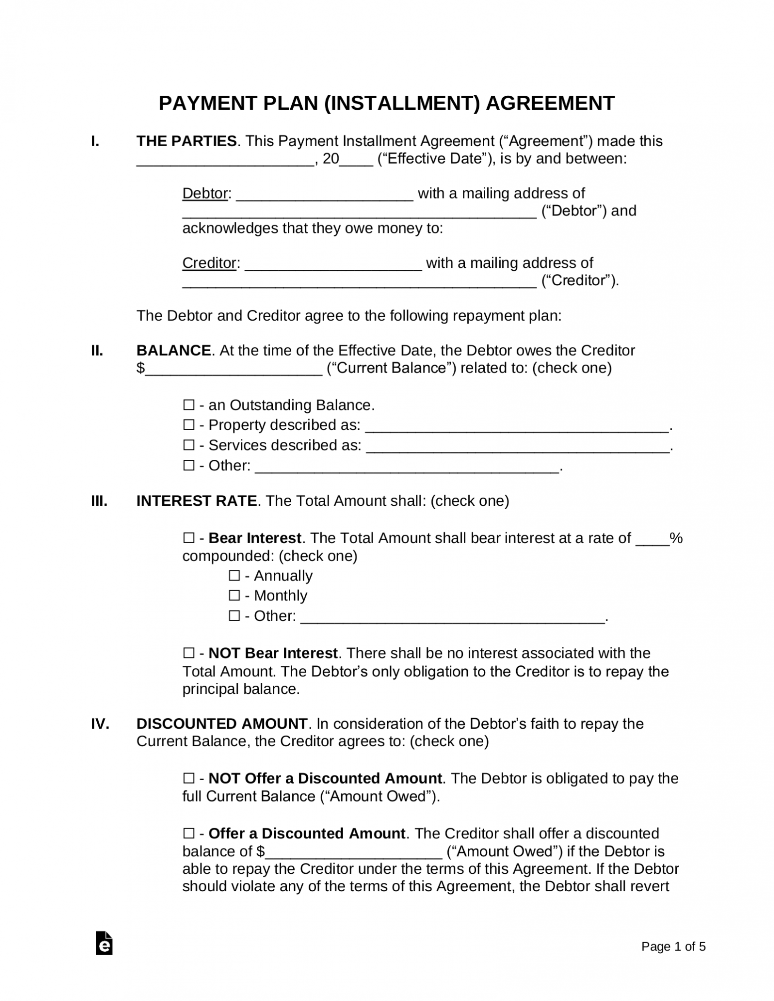 Repayment Plan Template
