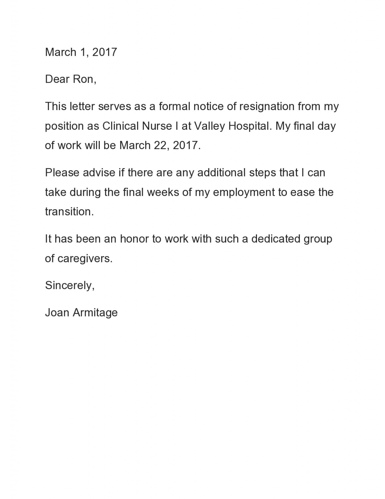  Resignation Letter As Caregiver Docs