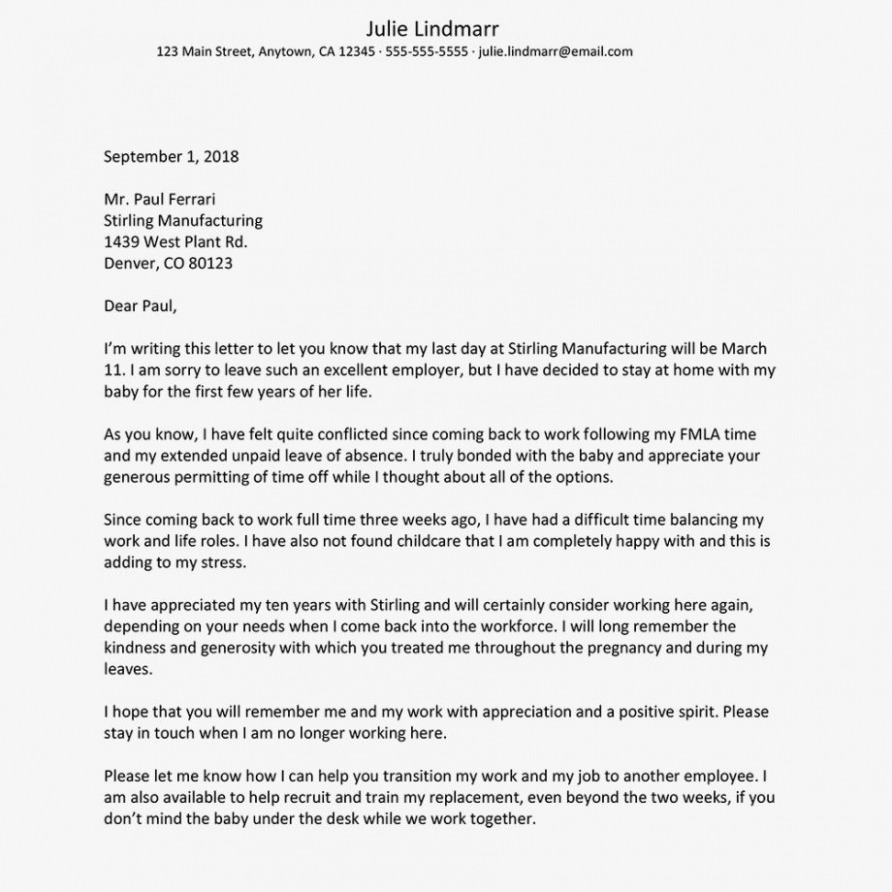 Free Resignation Letter Due To Work Life Balance Excel