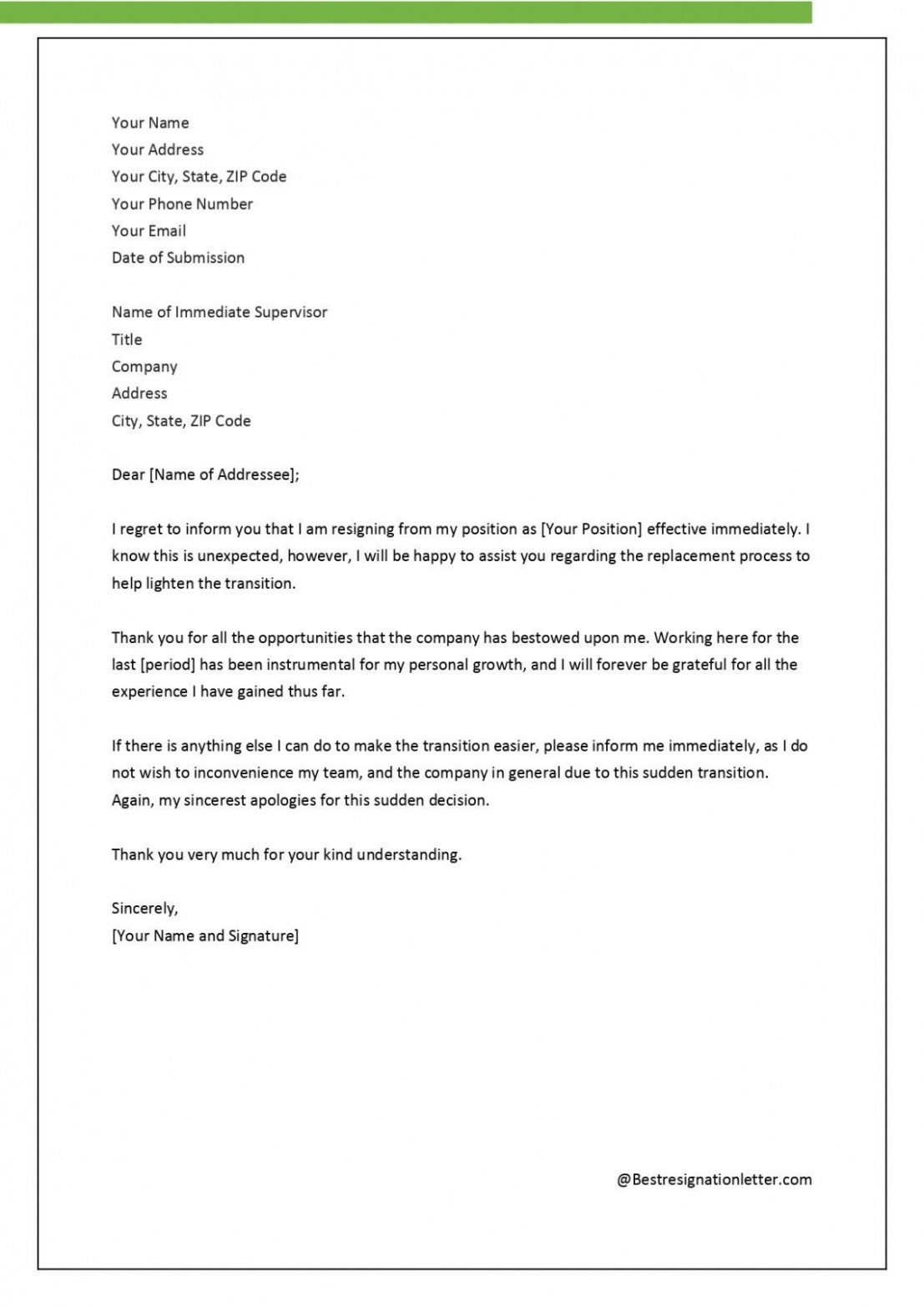 Printable Resignation Letter For Call Center Excel