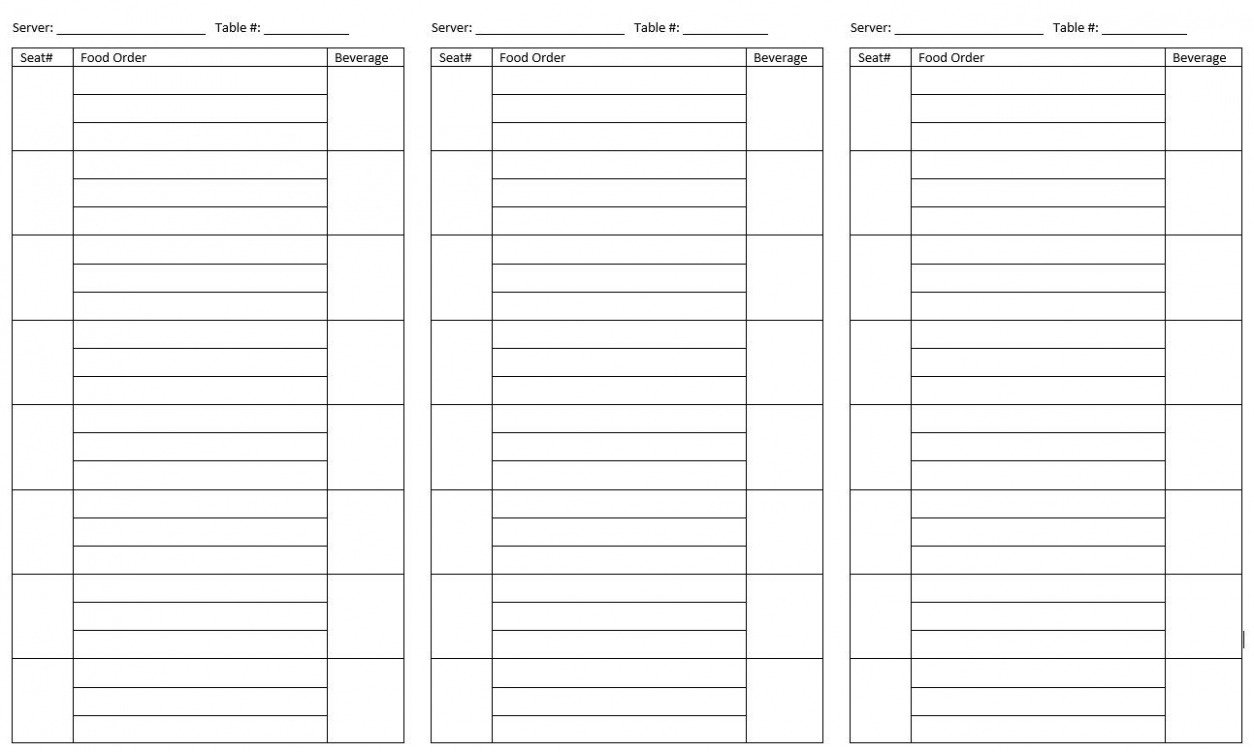 Editable Restaurant Order Pad Template PDF