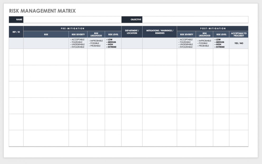 Free Risk Assessment Plan Template Docs