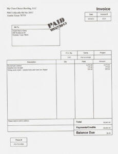 Editable Roof Repair Invoice Template PDF