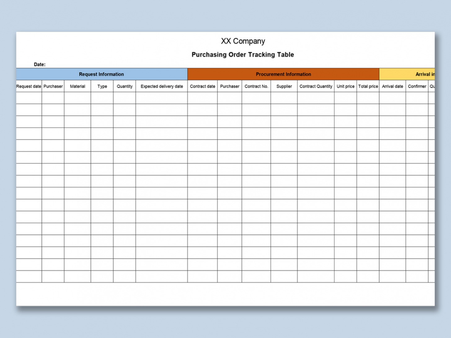 Printable Sales Order Tracking Template CSV