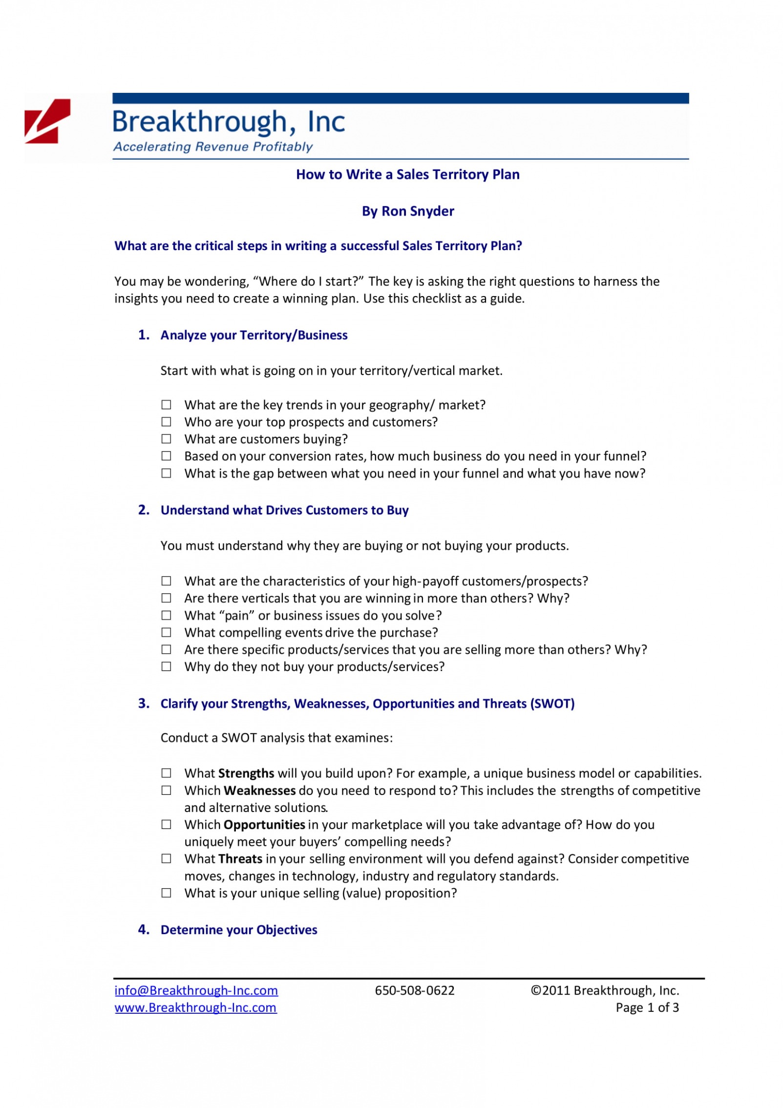 Editable Sales Territory Business Plan Template Docs