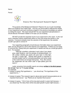 Science Fair Research Plan Template Excel