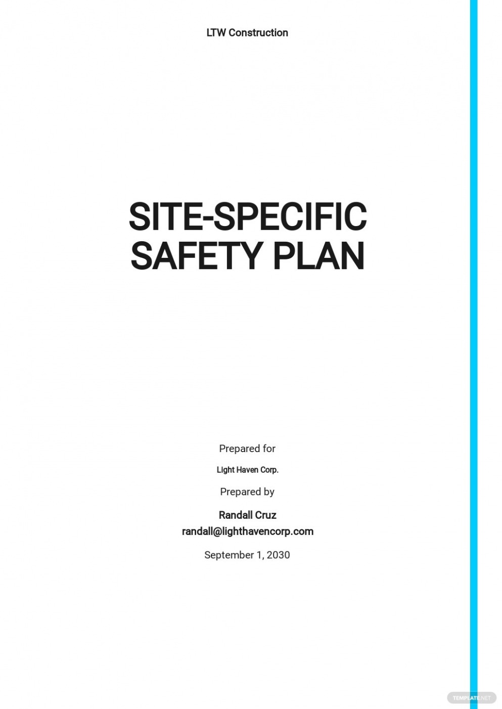 Printable Site Specific Health And Safety Plan Template CSV